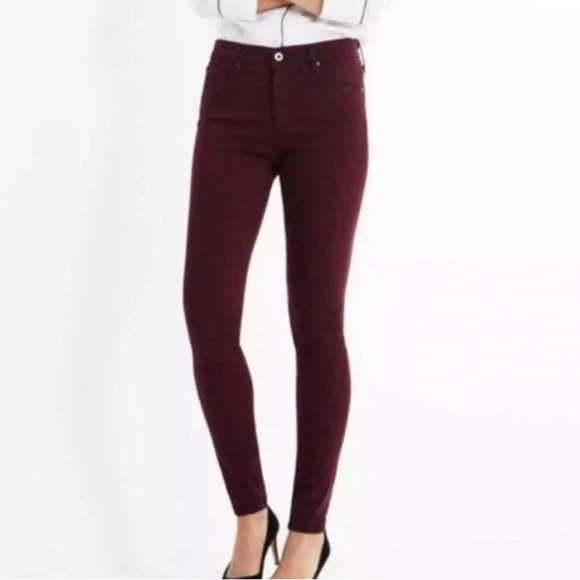 NWT AG Adriano Goldschmied Farrah Skinny High Rise Ankle Red Wine Jeans Size 32 - Picture 1 of 7